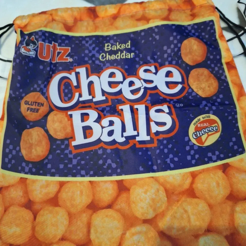 2012 Utz Cheddar Cheese Balls Drawstring Backpack Novelty Promotional Bag Unique